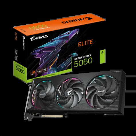 GIGABYTE nVidia GeForce RTX 5060 AORUS ELITE 8GB - 8GB GDDR7; 128-Bit Memory Bus; 1x HDMI; 3x DisplayPort . 